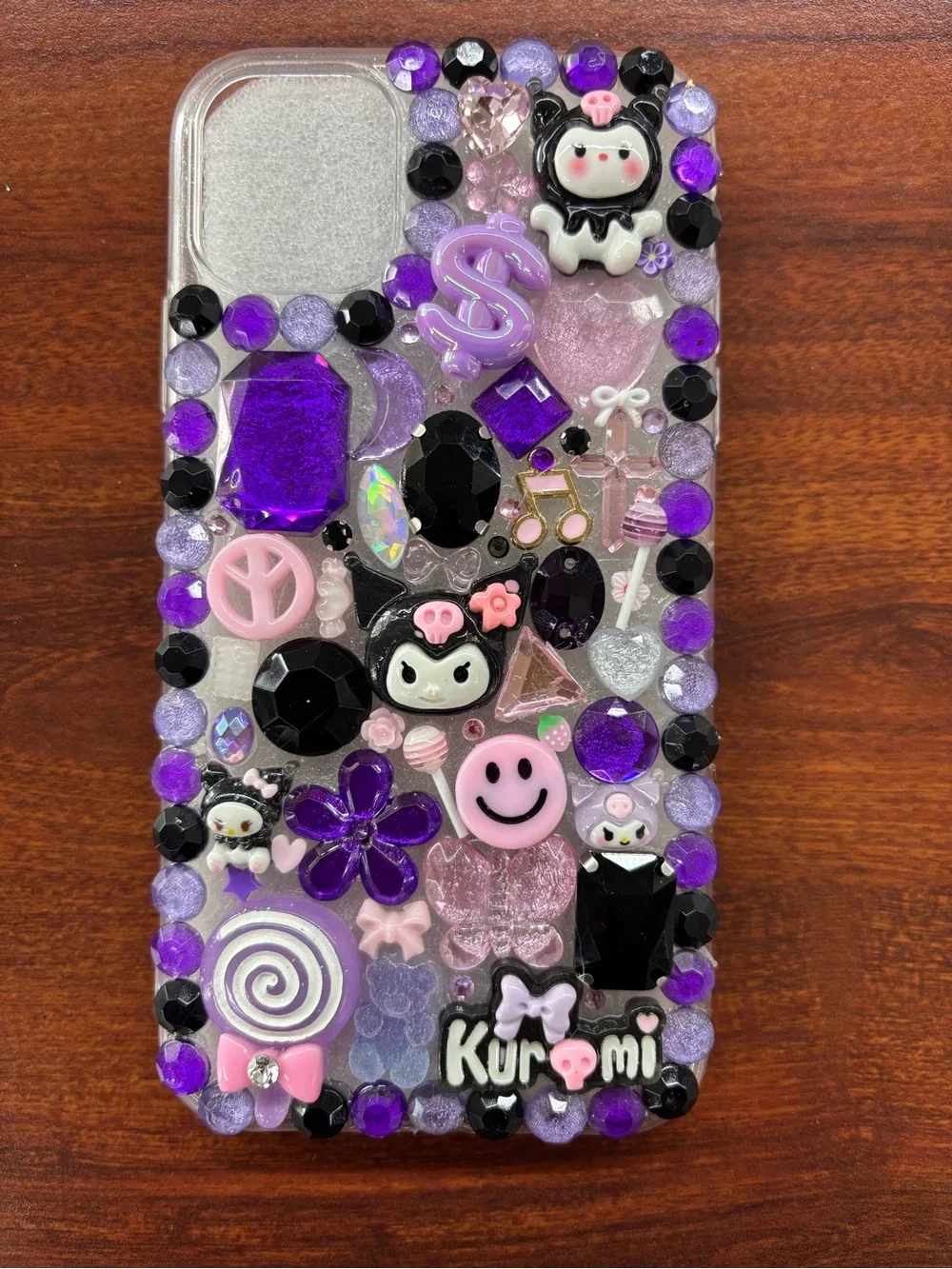 Apple Clear Phone Case with Lime Green Glitter Charms